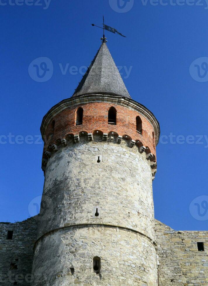 Castle wall and tower. Medieval Ukrainian fortification photo