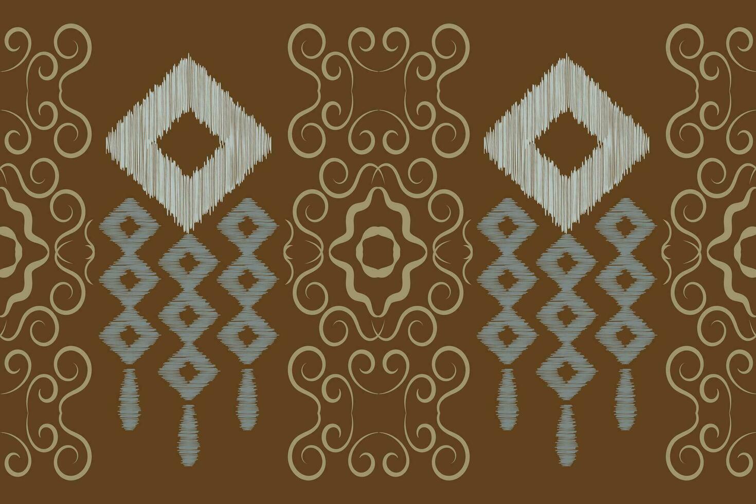 Ethnic Ikat fabric pattern geometric style.African Ikat embroidery brown Ethnic oriental pattern brown background. Abstract,vector,illustration.Texture,wallpaper,frame,decoration,carpet,motif. vector