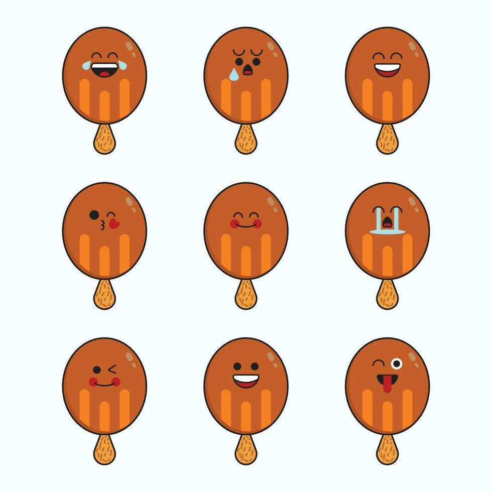 chocolate ice cream icon set vector emoticon.