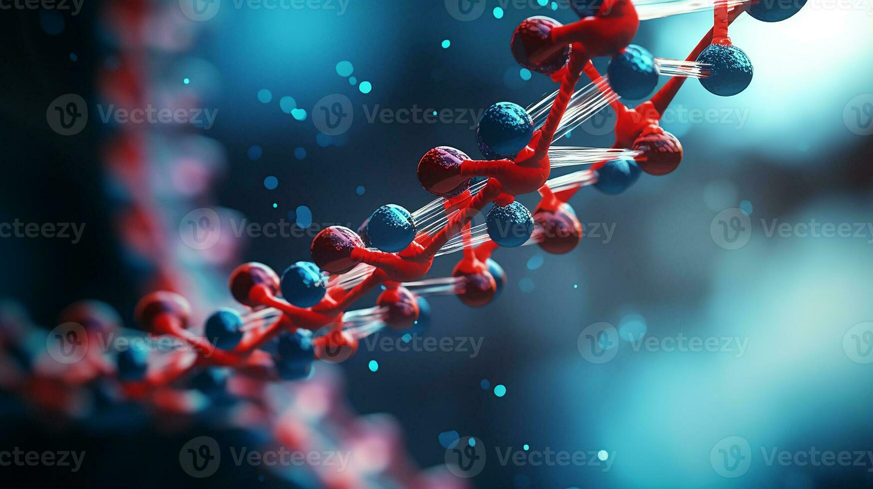 macro view molecule of DNA illustration. Generative AI photo