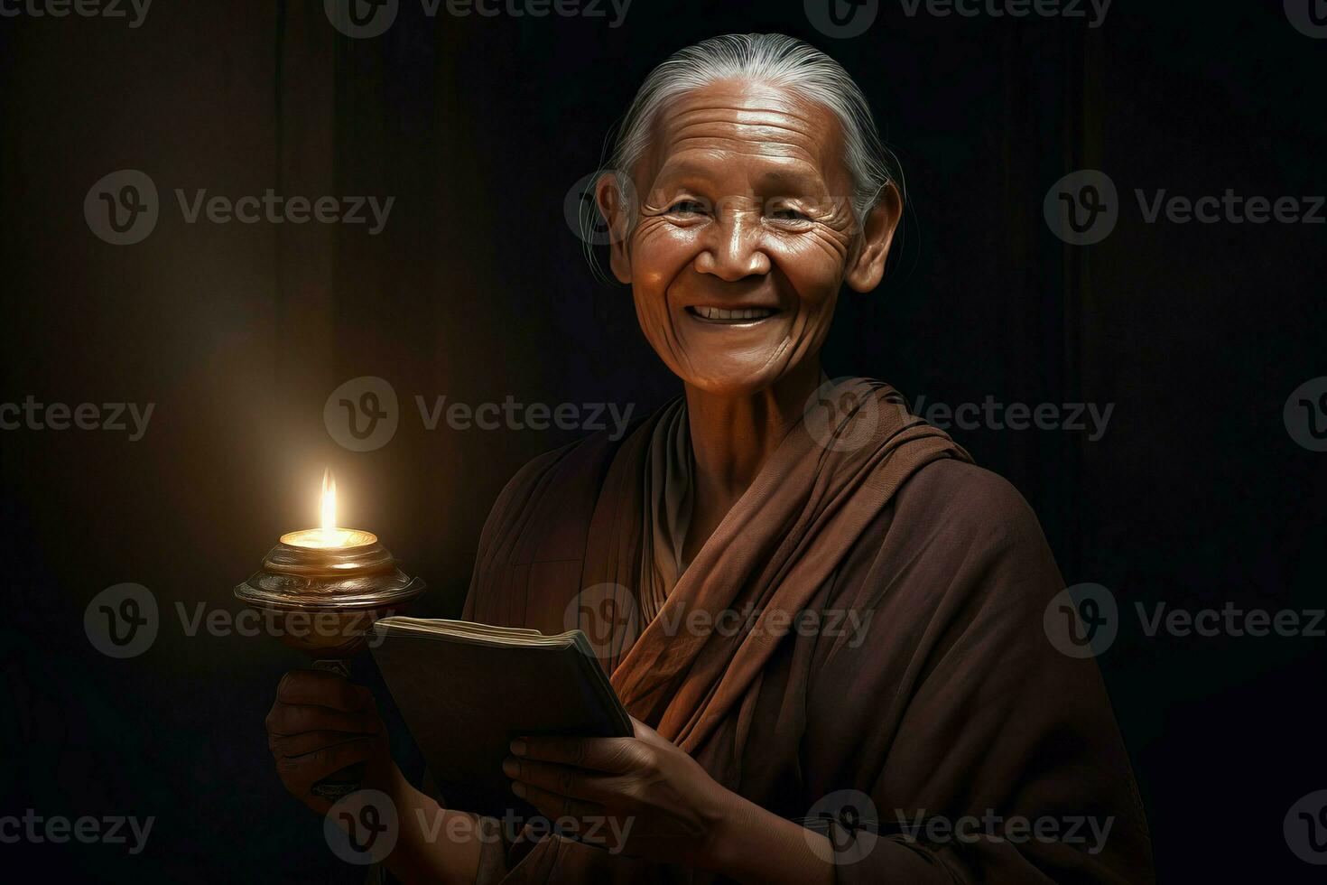 Elderly female monk. Generate Ai photo
