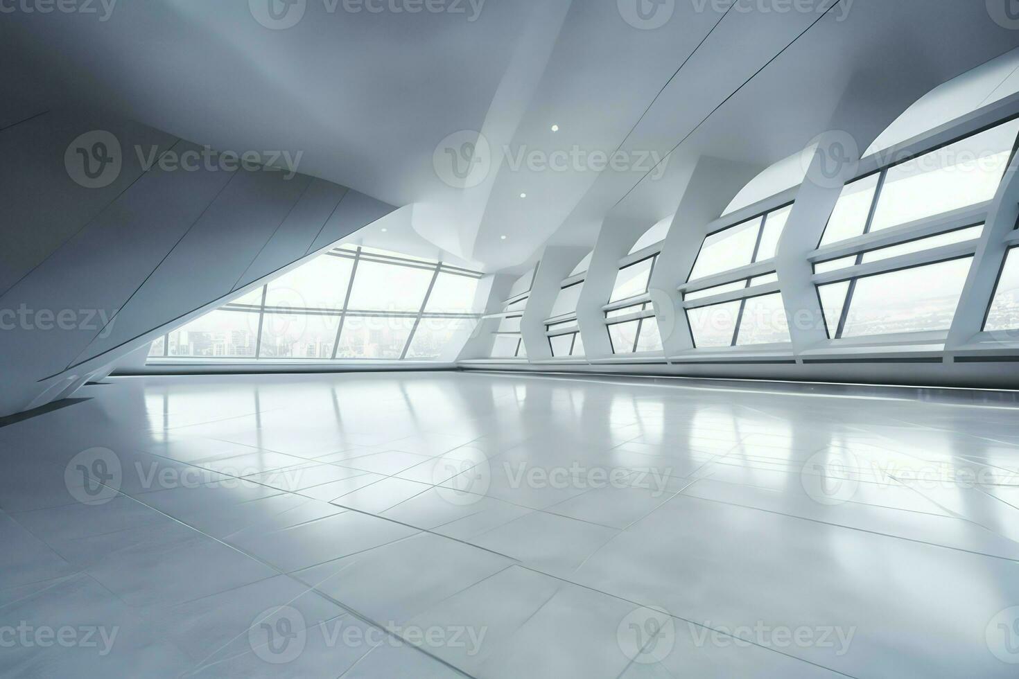 Futuristic building inside floor. Generate Ai photo