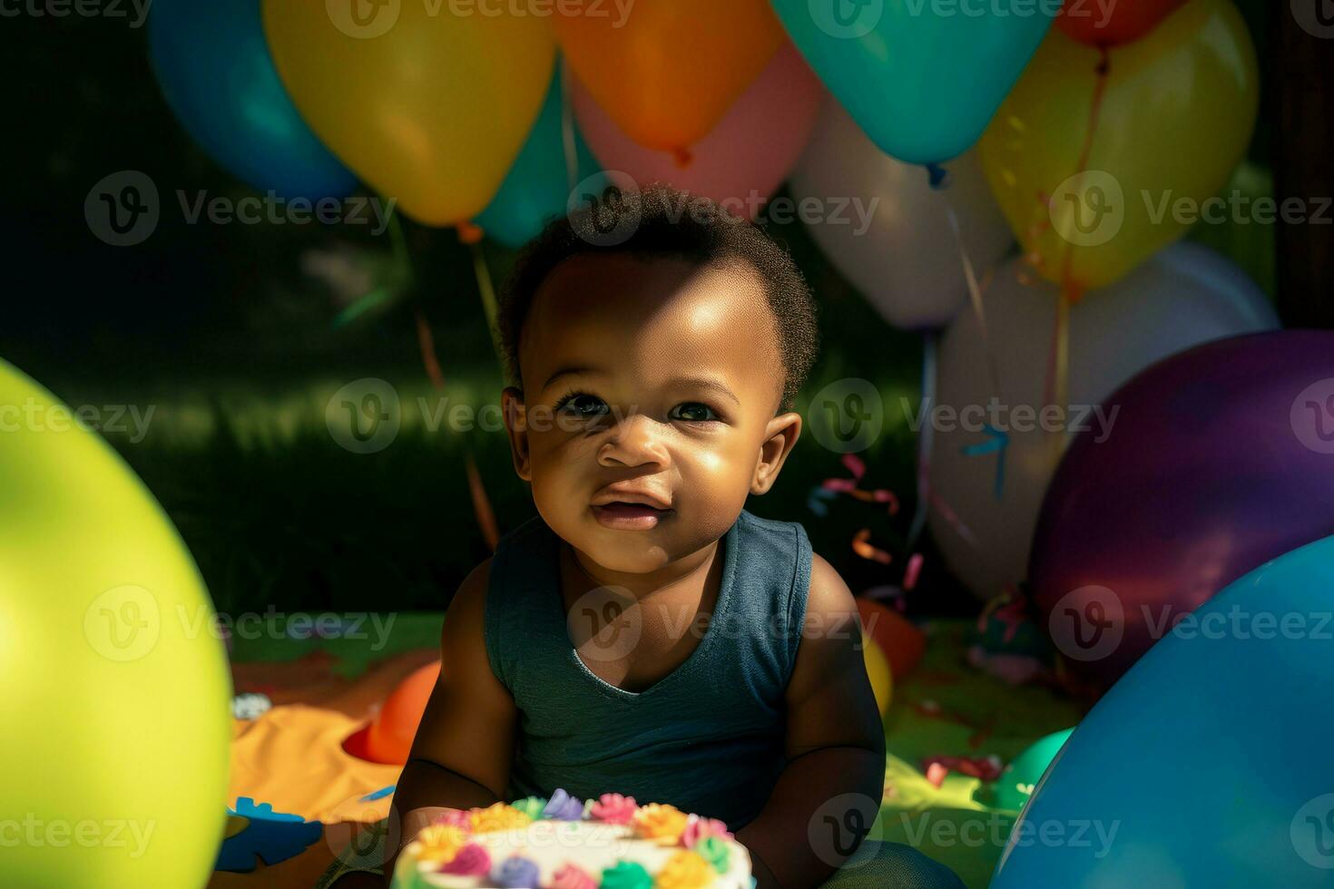 negro chico cumpleaños. generar ai foto