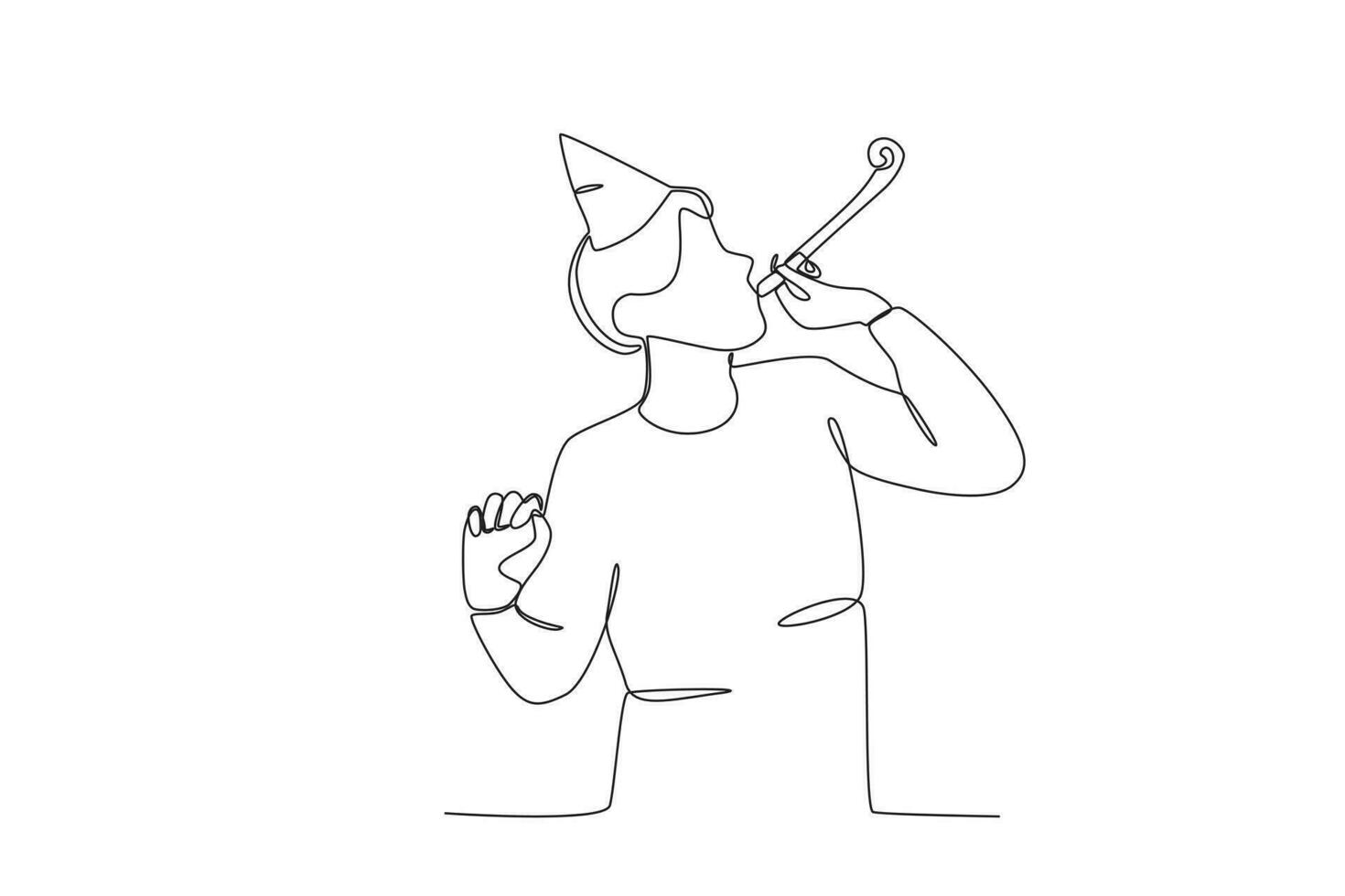 un mujer vistiendo un sombrero y soplo un trompeta vector