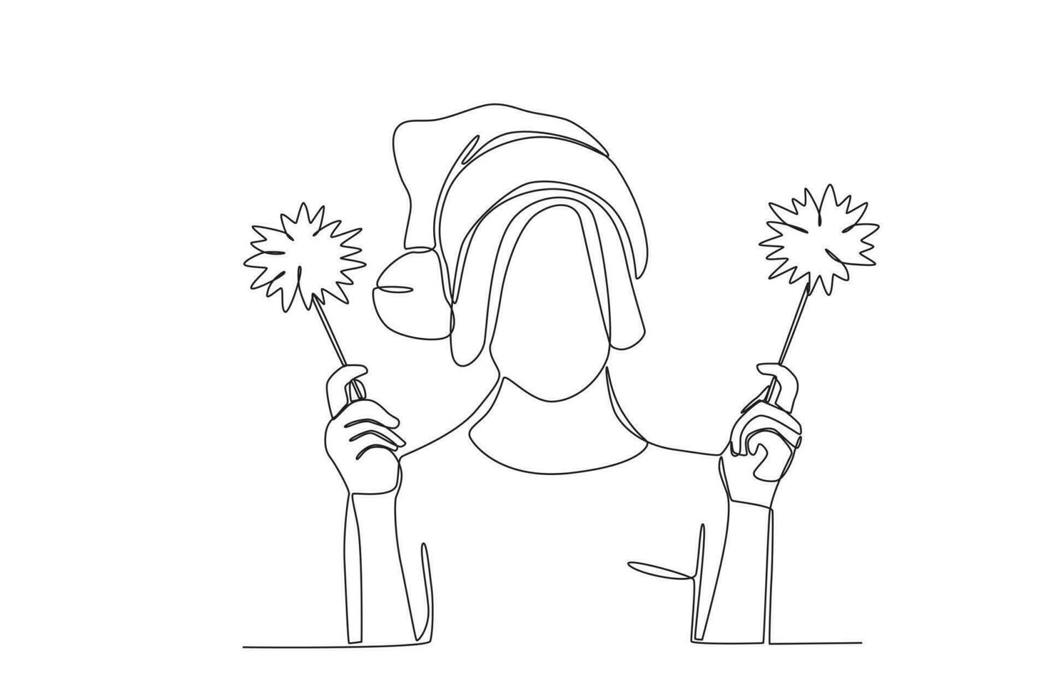 A woman holding two fireworks vector