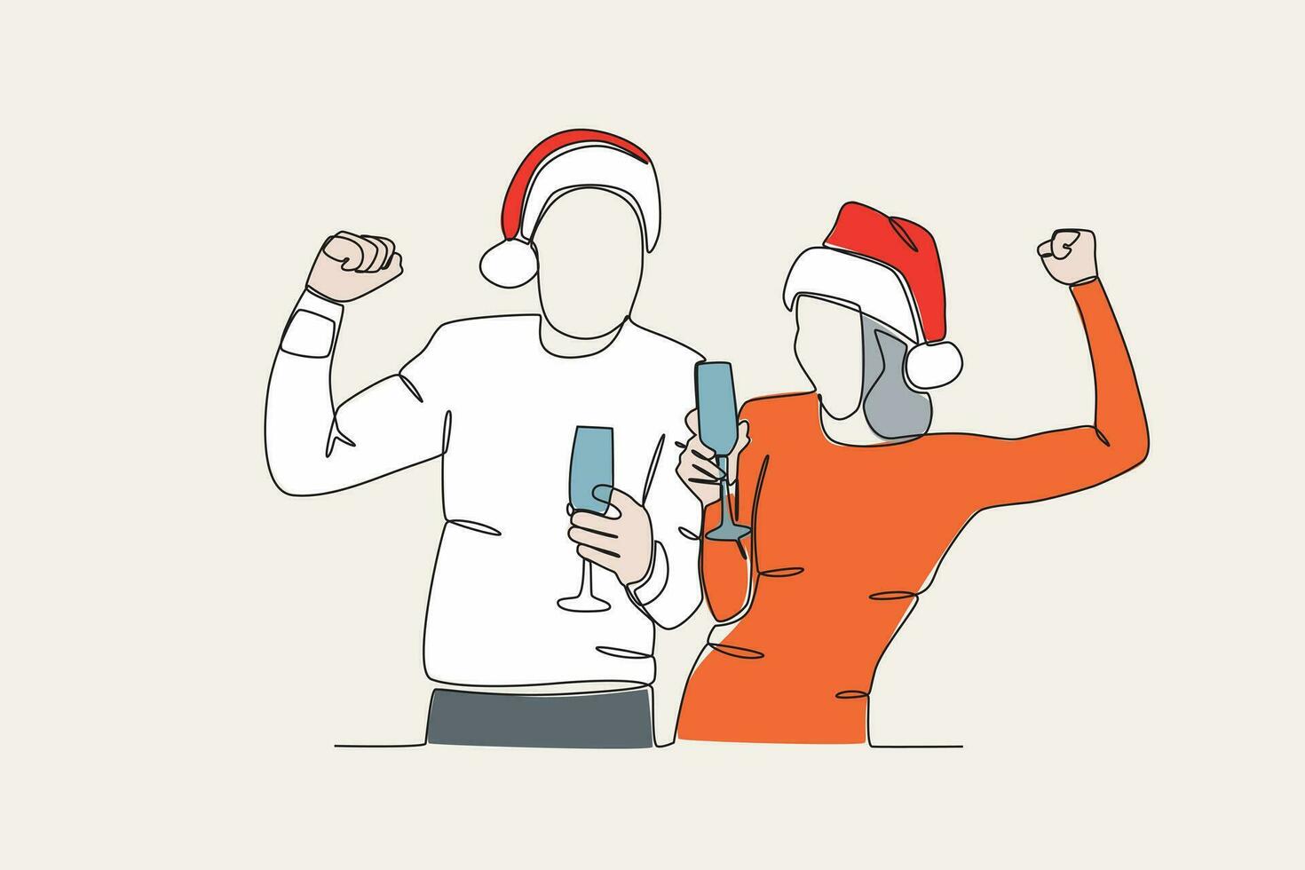 Color illustration of a couple partying in the New Year vector
