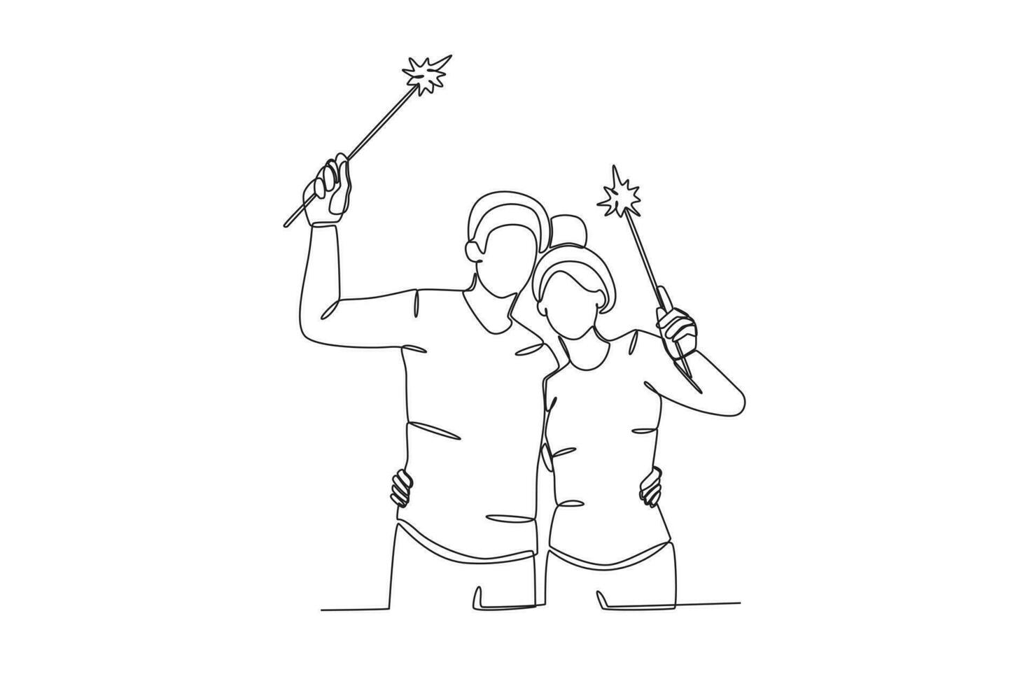 A couple playing the fireworks vector