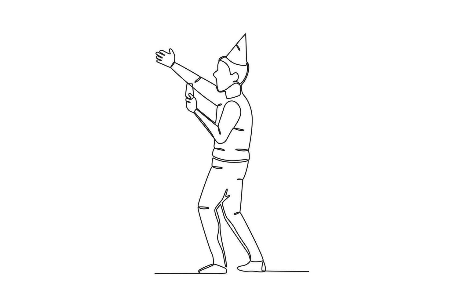 A boy partying on New Year's Eve vector