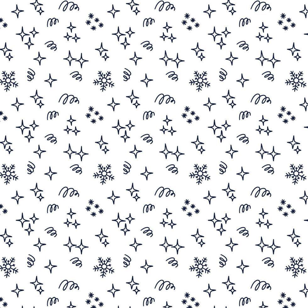snowflakes seamless doodle pattern vector
