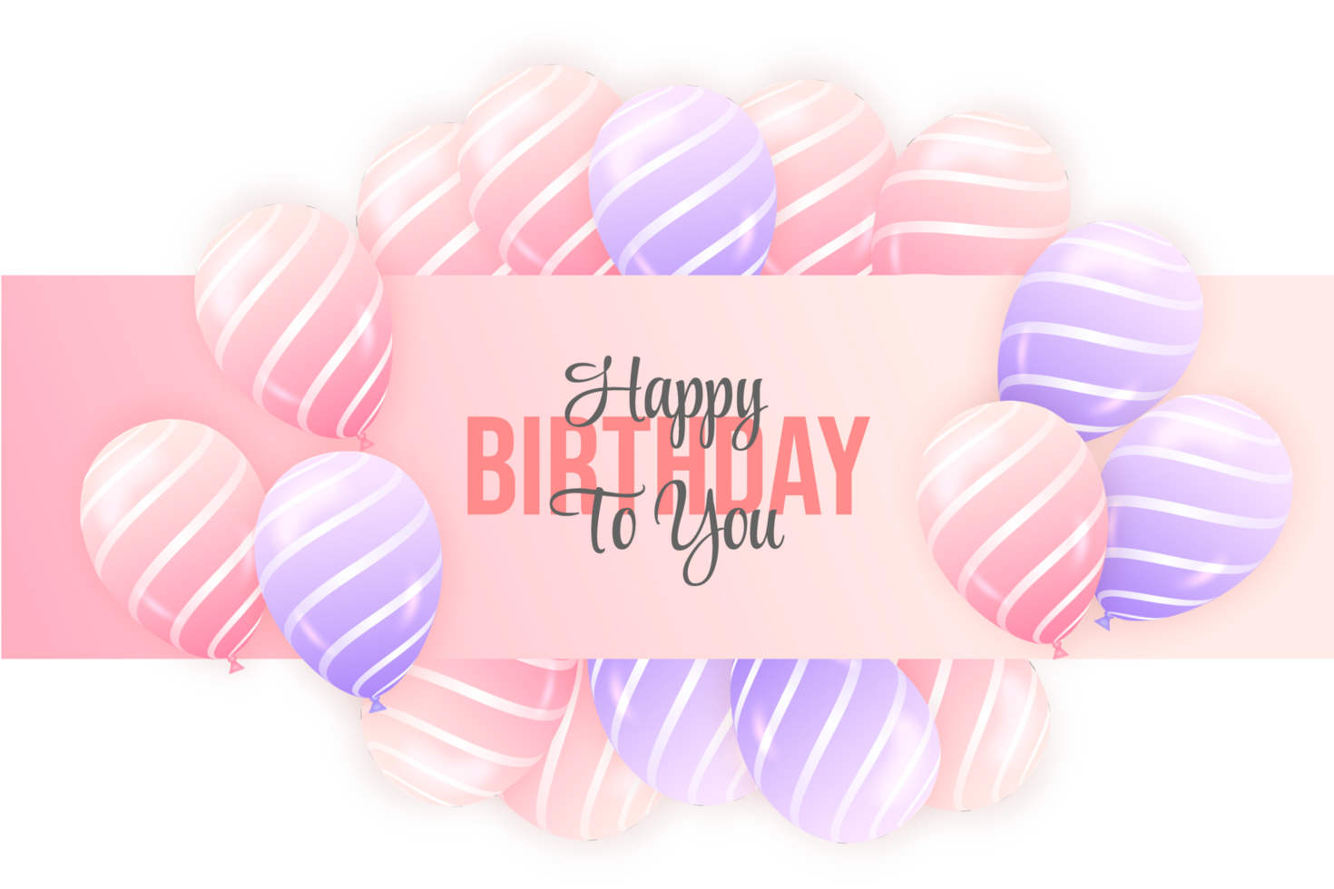 Beautiful happy birthday Background With pink balloons and confetti for birth day celebration card png