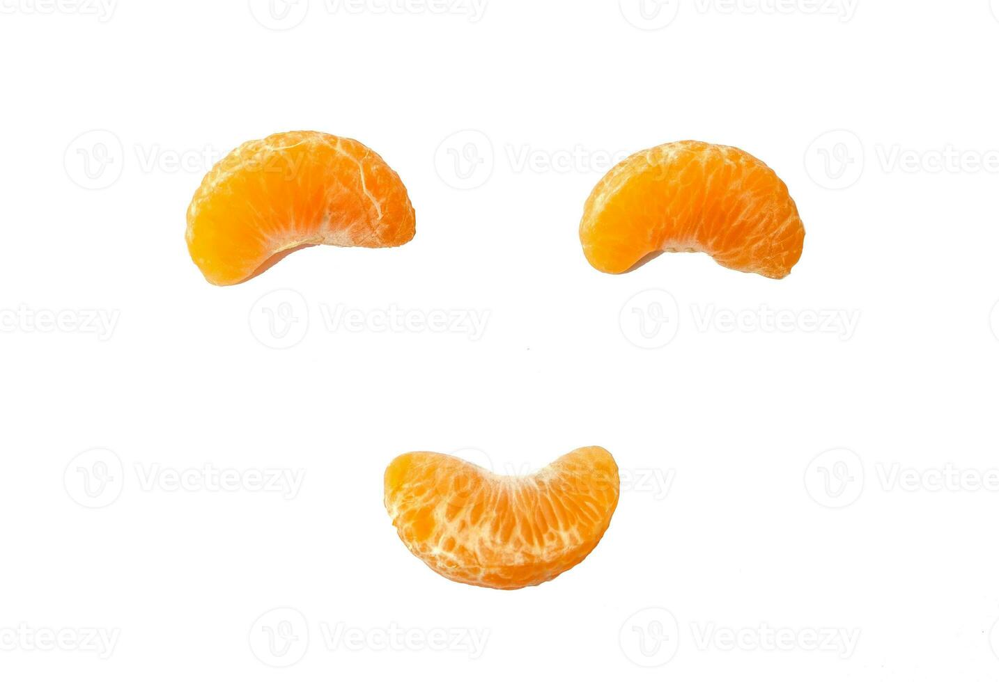 naranja Fruta sonriente 3 pedazo en antecedentes foto