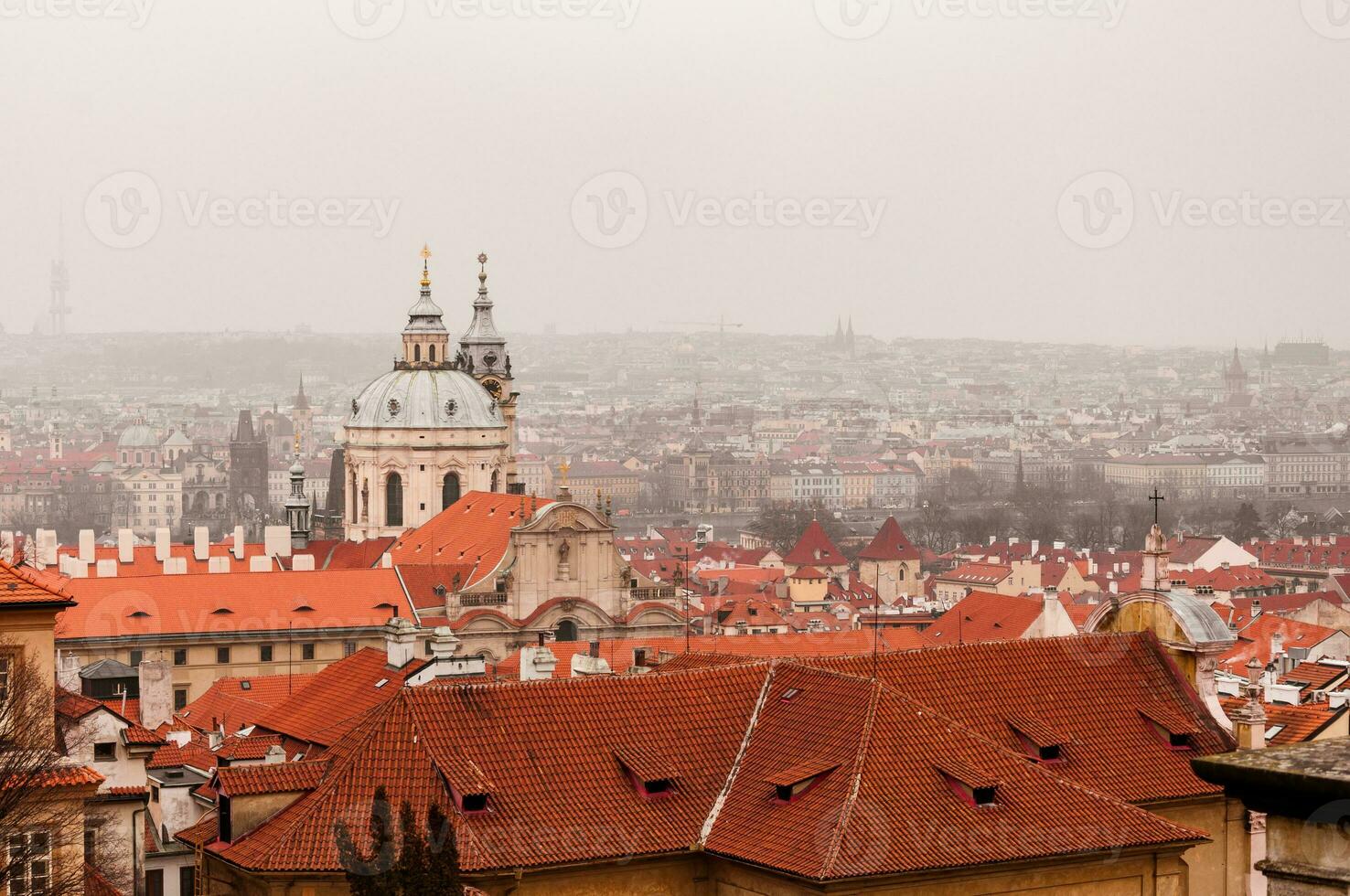 HIgh view on the old part of the city in Prague photo