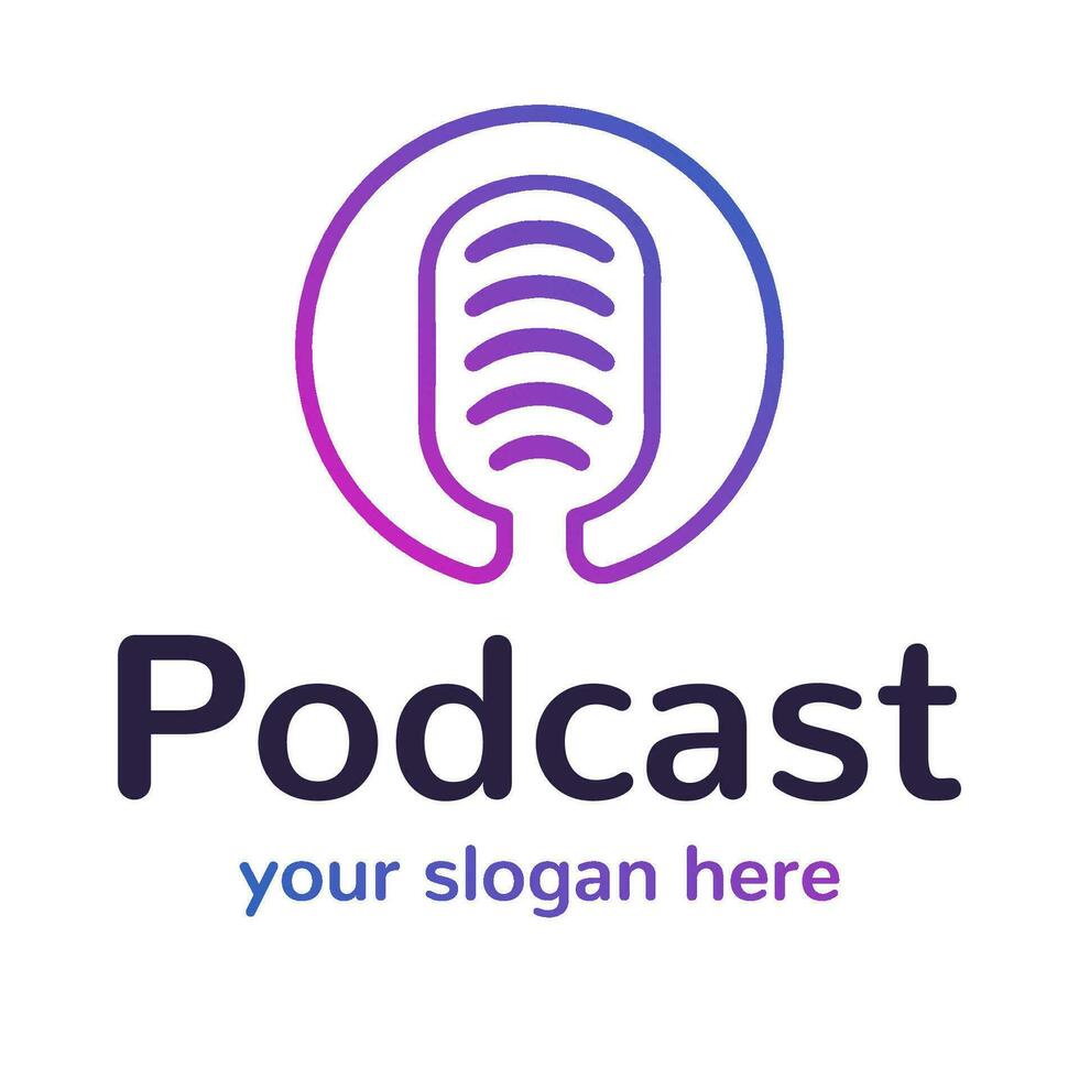 Podcast logo outline style color gradient isolated vector