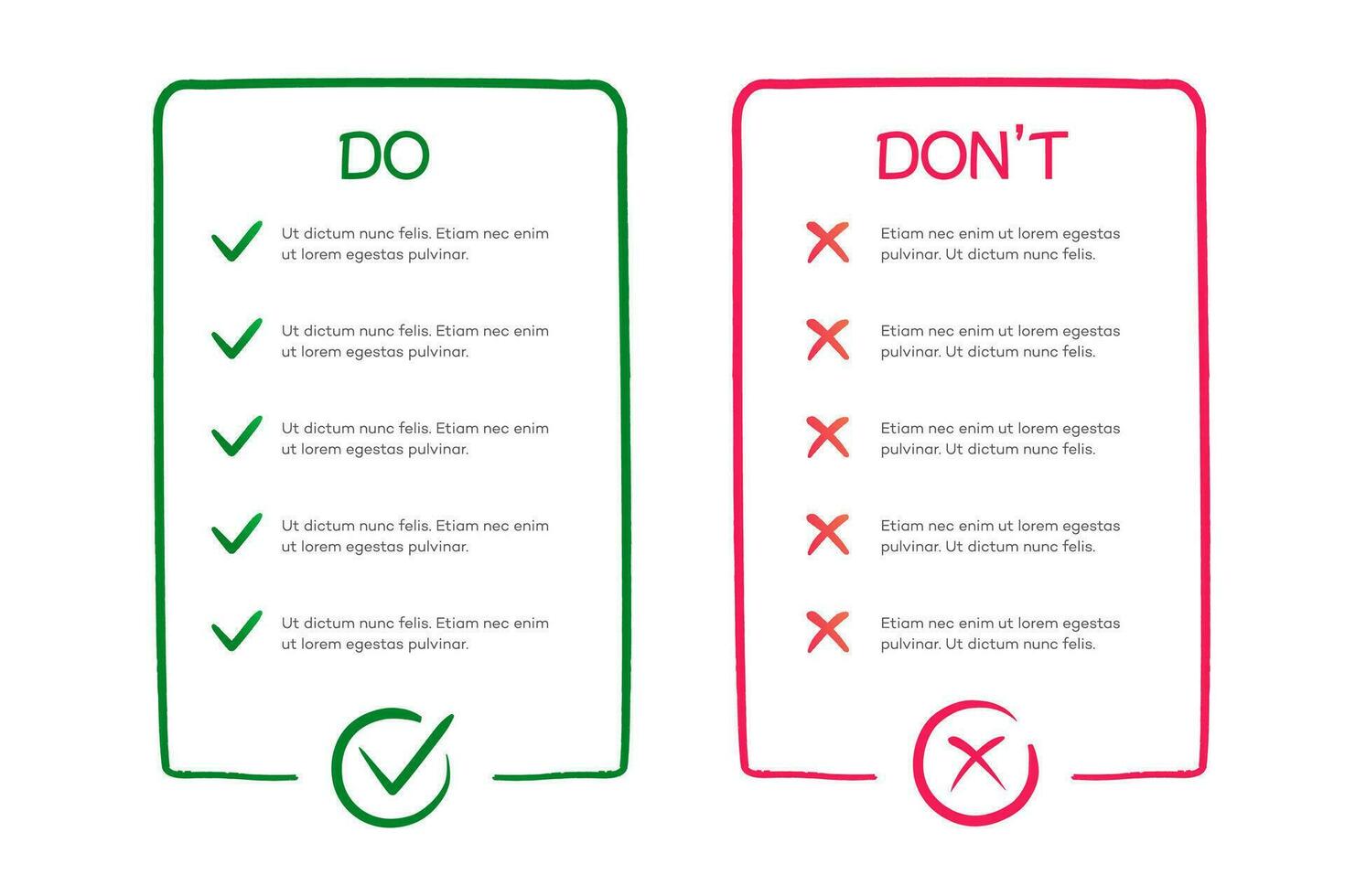 Do and dont infographic template frame vector