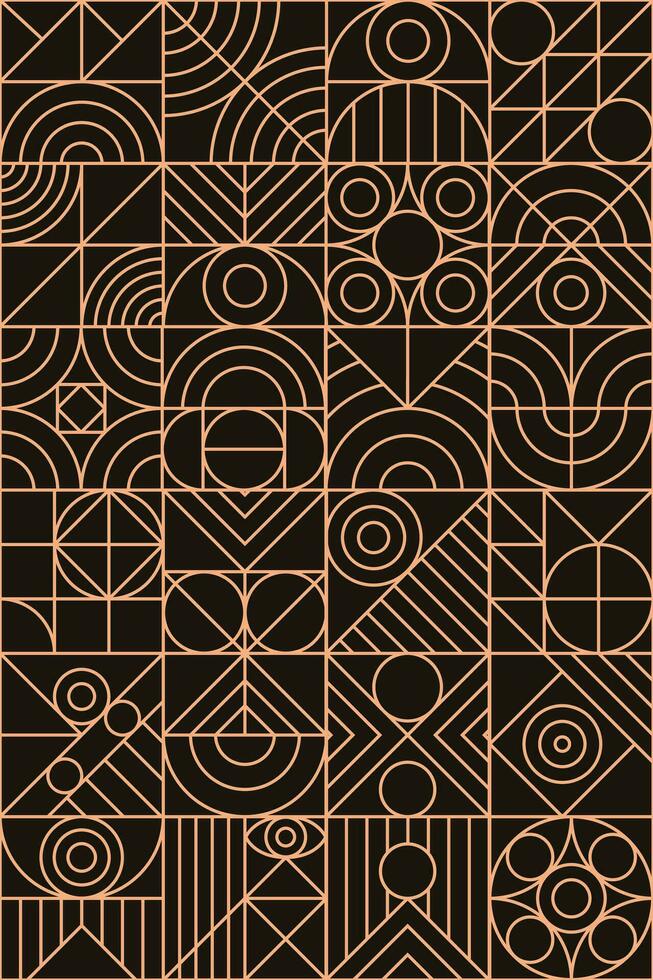 Geometry pattern gold line minimal 20s bauhaus style vector