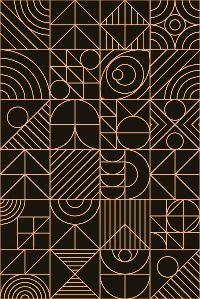 Geometry pattern gold line minimal 20s bauhaus style vector