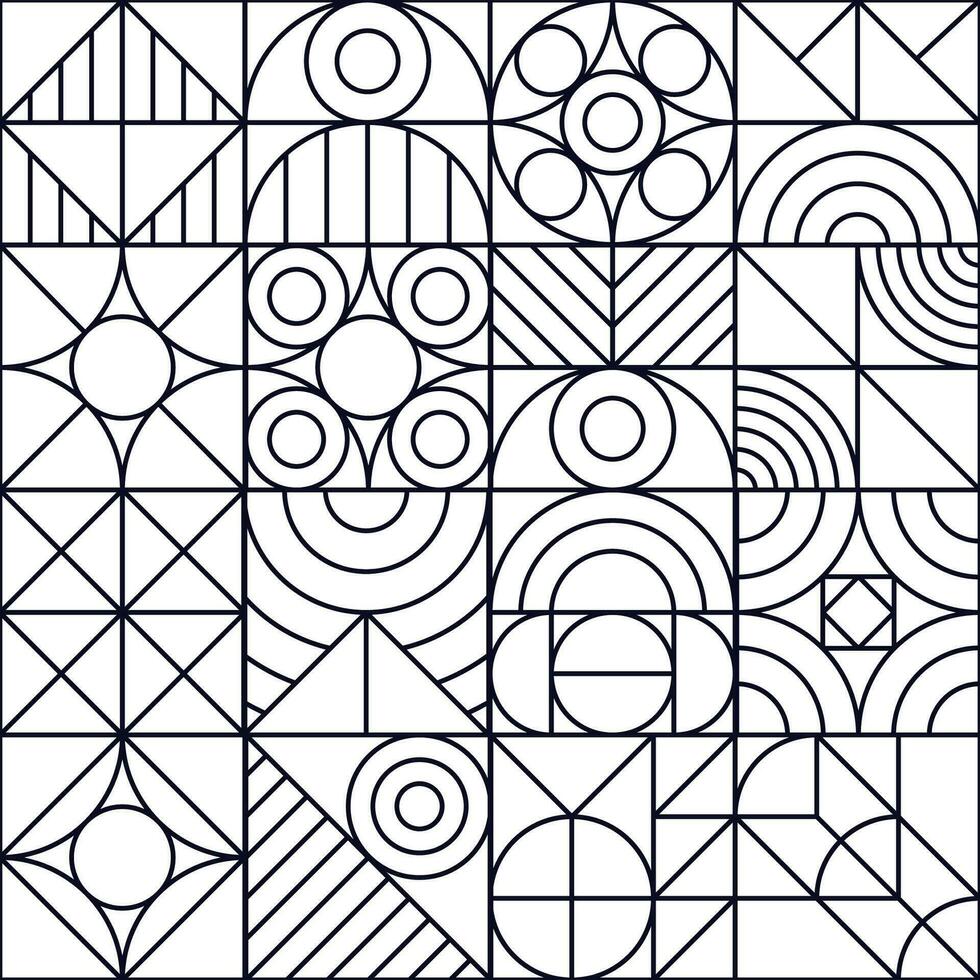 Bauhaus pattern minimal 20s geometric line style vector