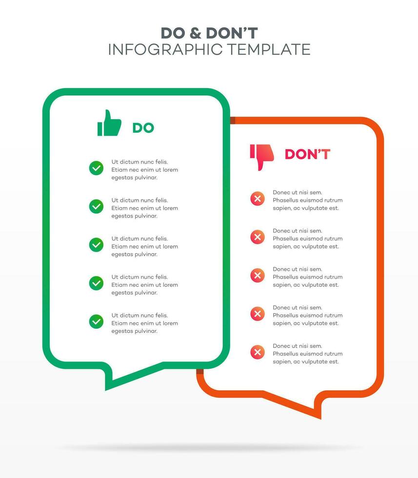 hacer y no infografía modelo vector