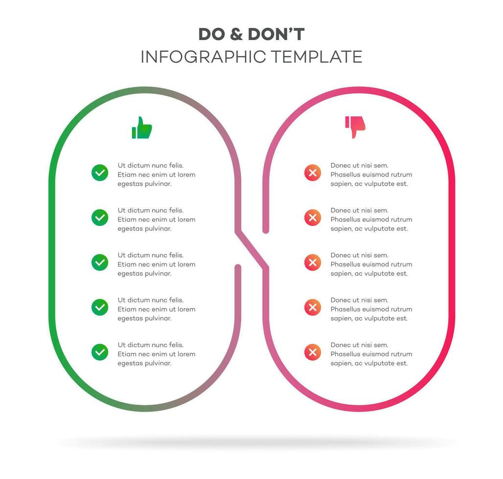 Do and dont infographic template vector rounded frame