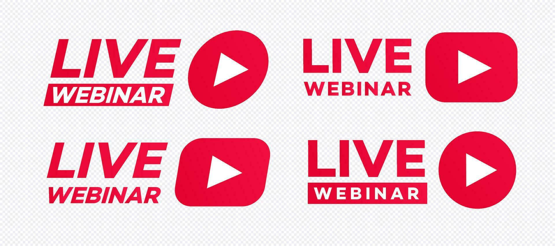 Webinar live emblem set flat style isolated vector