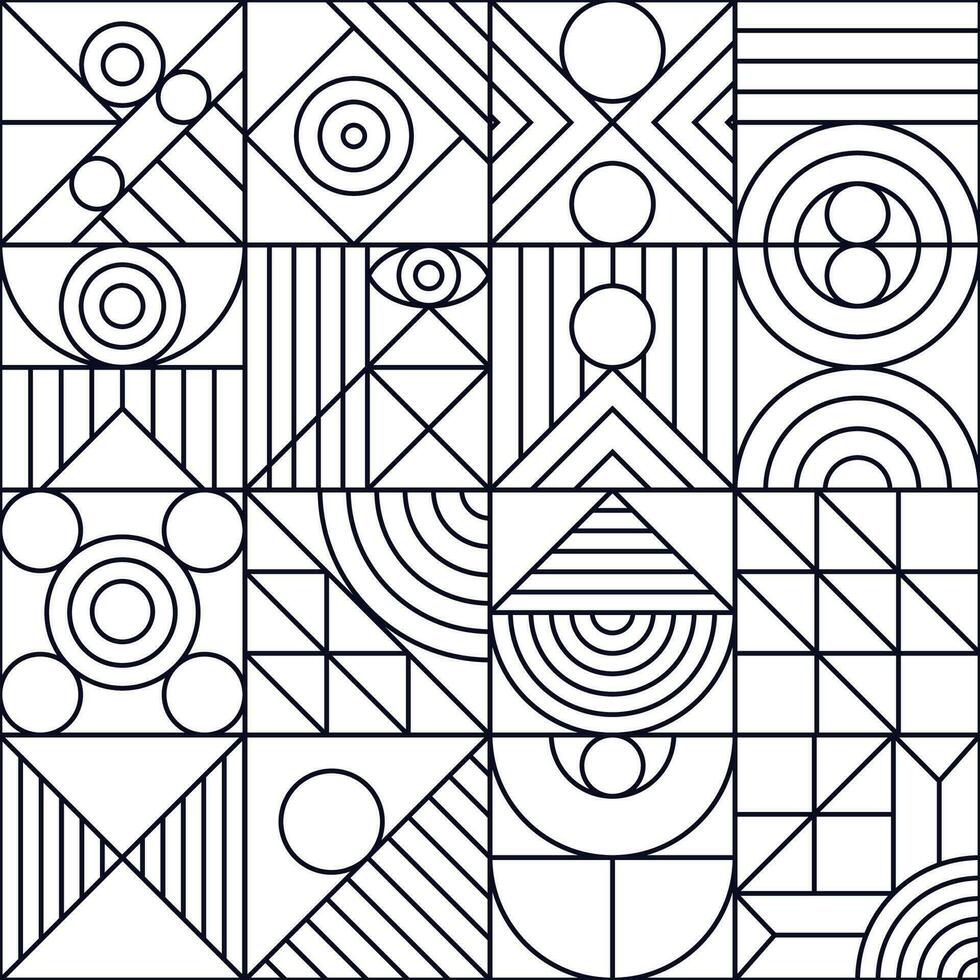 Geometry pattern minimal 20s bauhaus line style vector