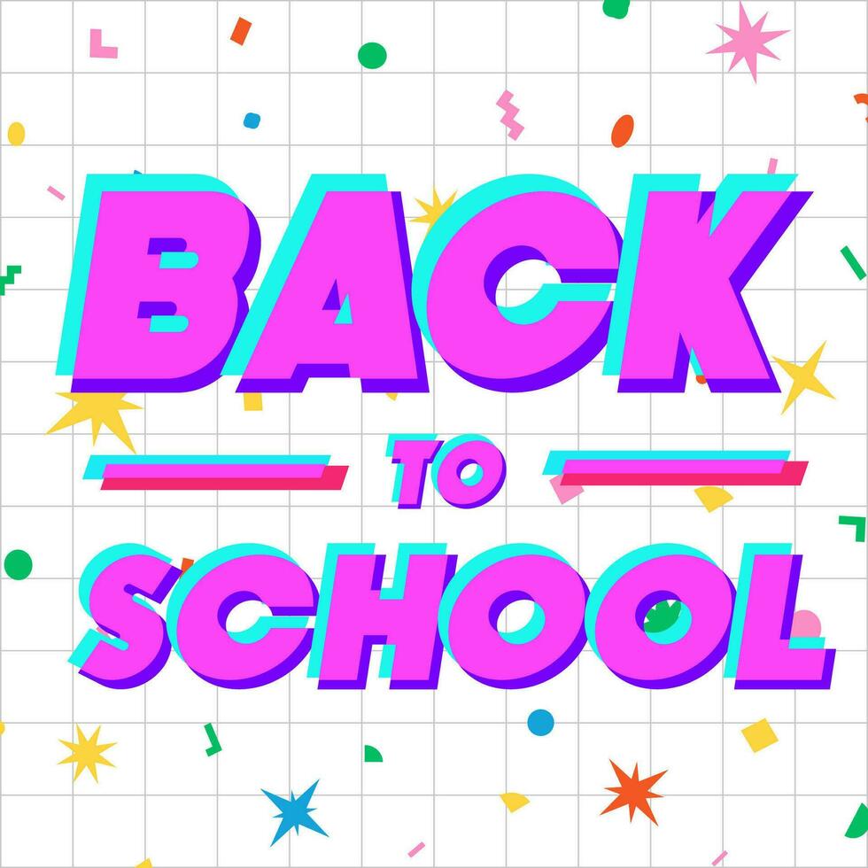 Back to school banner trendy typography on memphis background vector