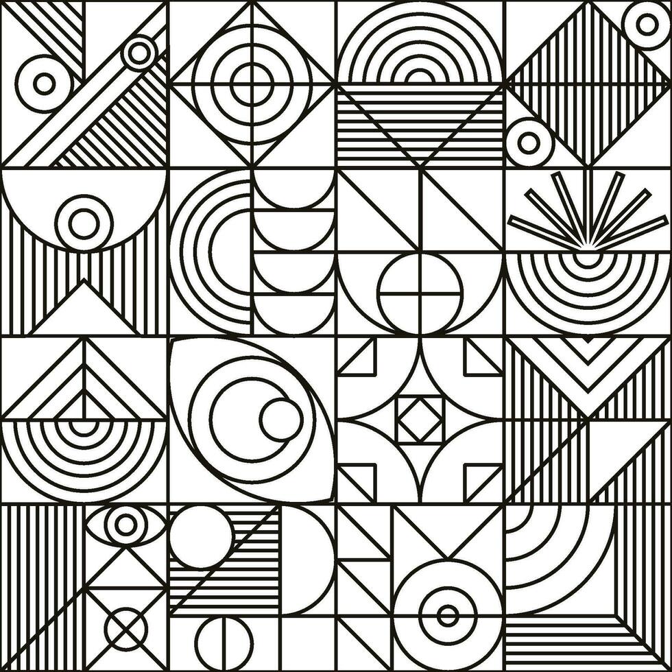 Bauhaus pattern minimal 20s geometric line style vector