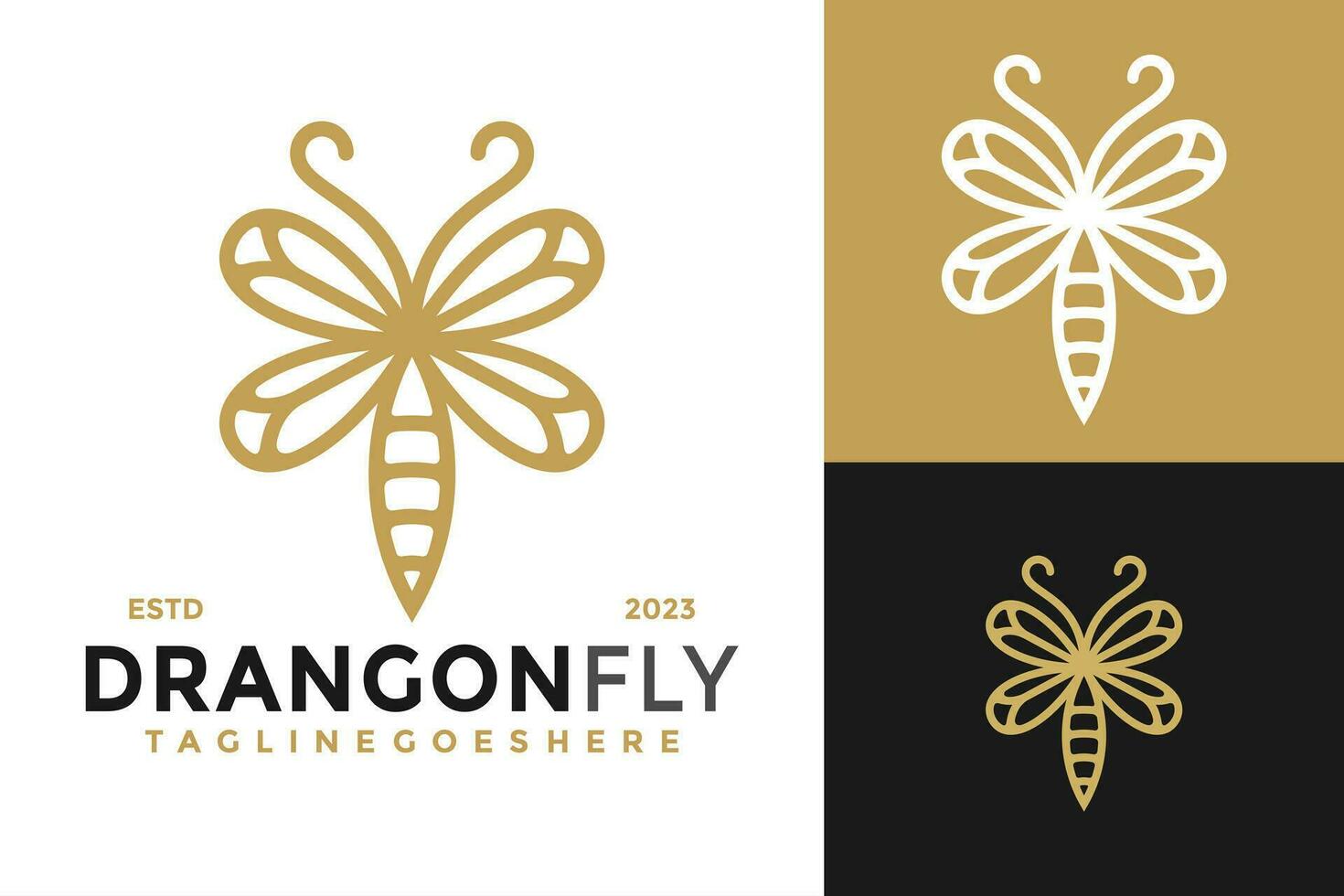 Dragonfly Minimalist Elegant Company Logo design vector symbol icon illustration