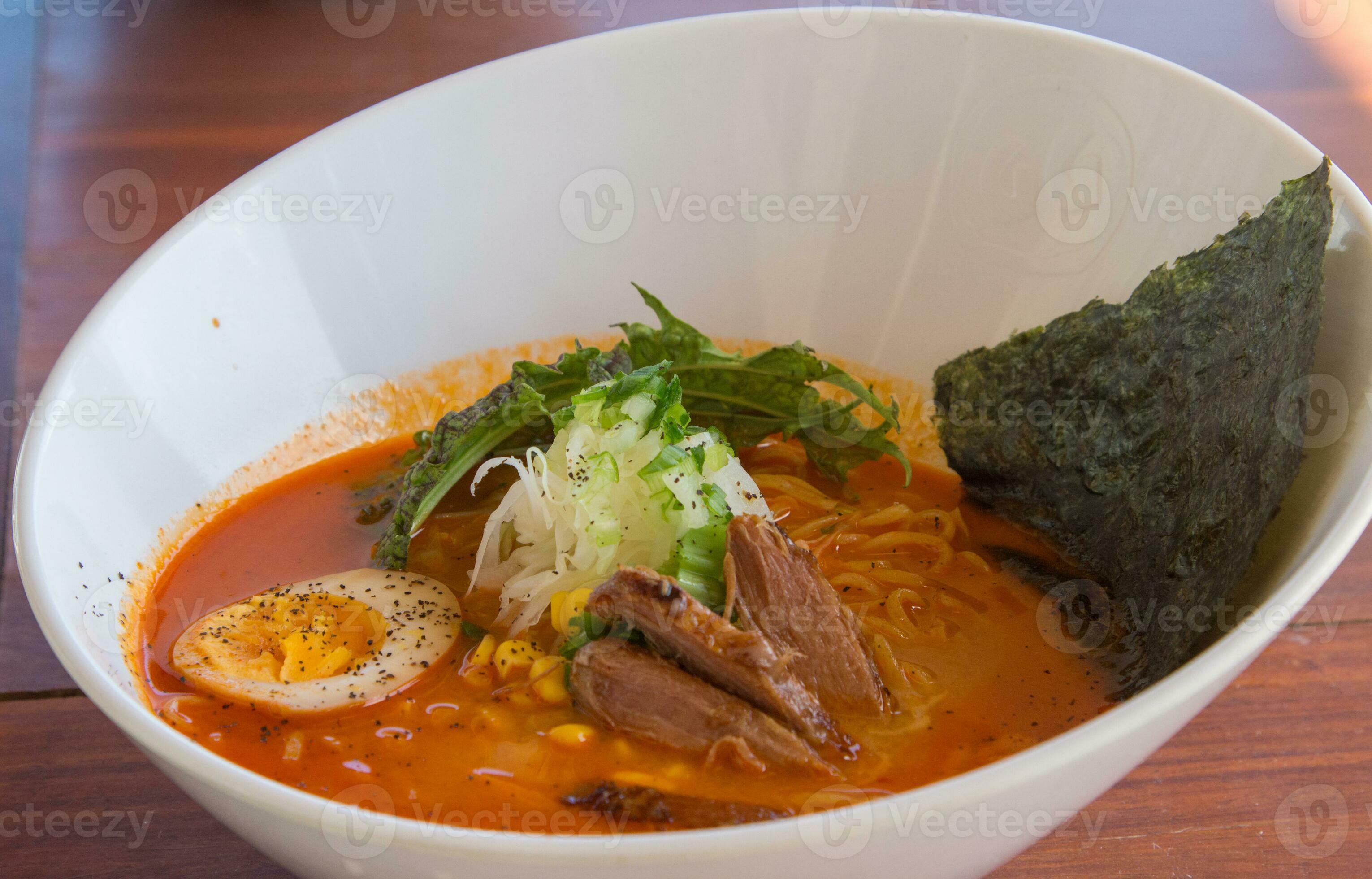 Hot and Spicy Ramen served 31212500 Stock Photo at Vecteezy