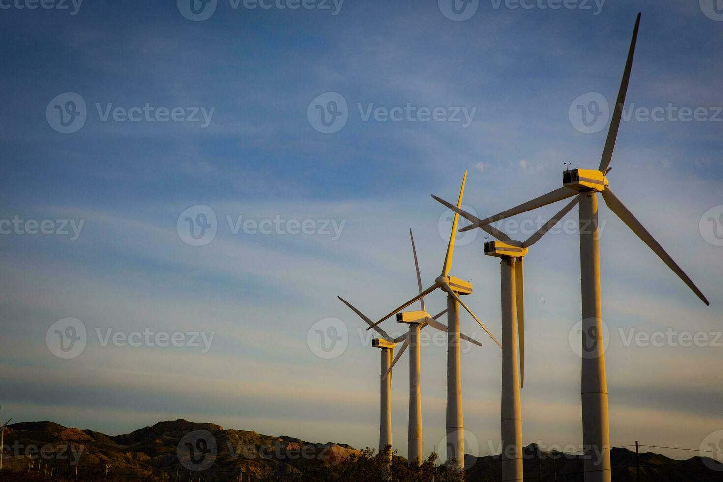 A row of Wind Turbines photo