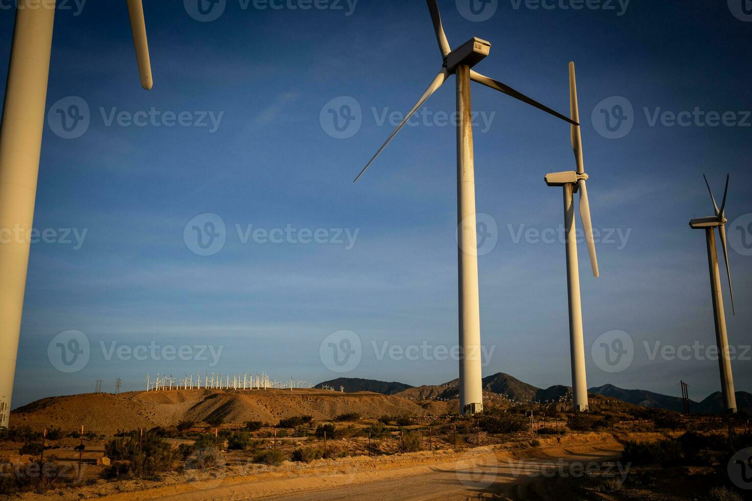 Wind turbines in the desert photo