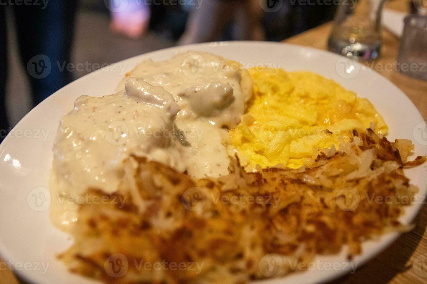 Scrambled eggs breakfast photo