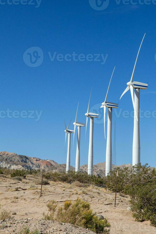 Wind turbines in the desert photo