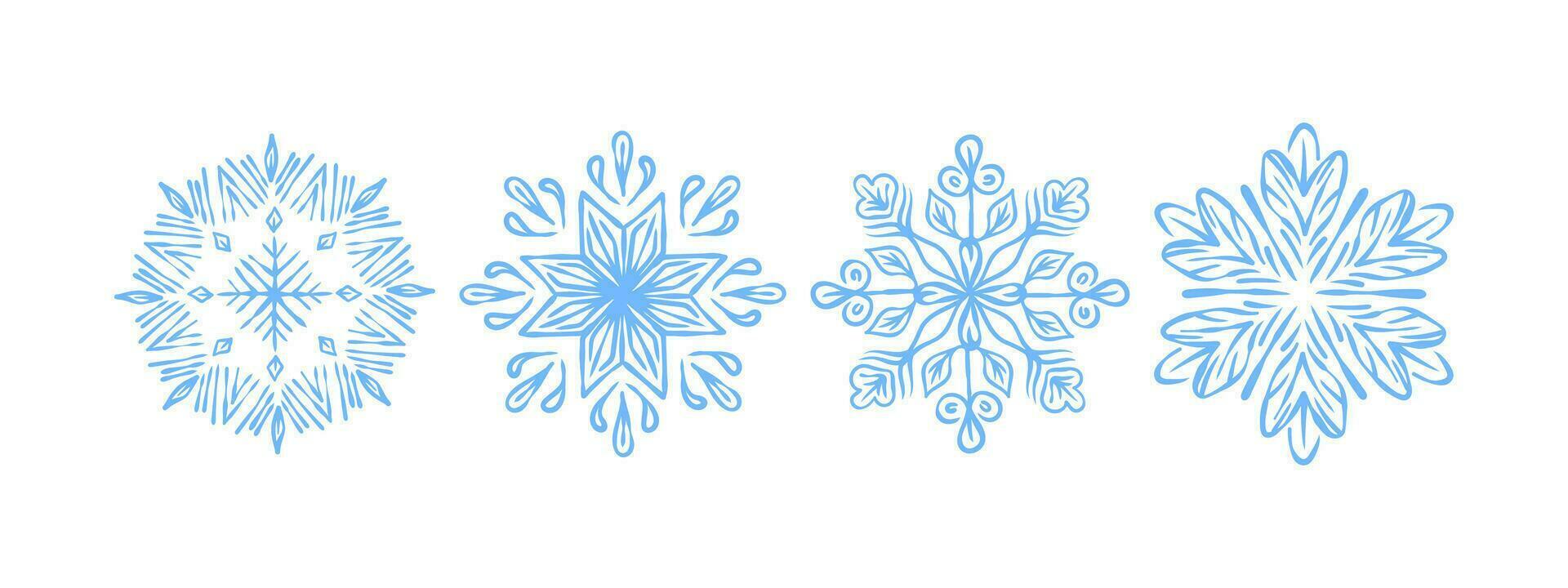 copos de nieve bosquejo colocar. mano dibujado copos de nieve. copo de nieve diferente iconos vector escalable gráficos