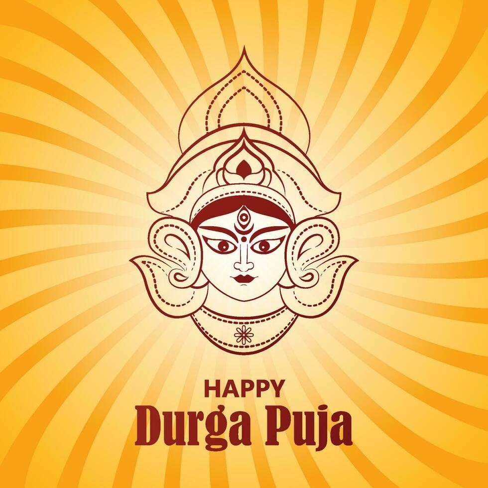 Durga Puja creative banner design with goddess Durga face vector illustration