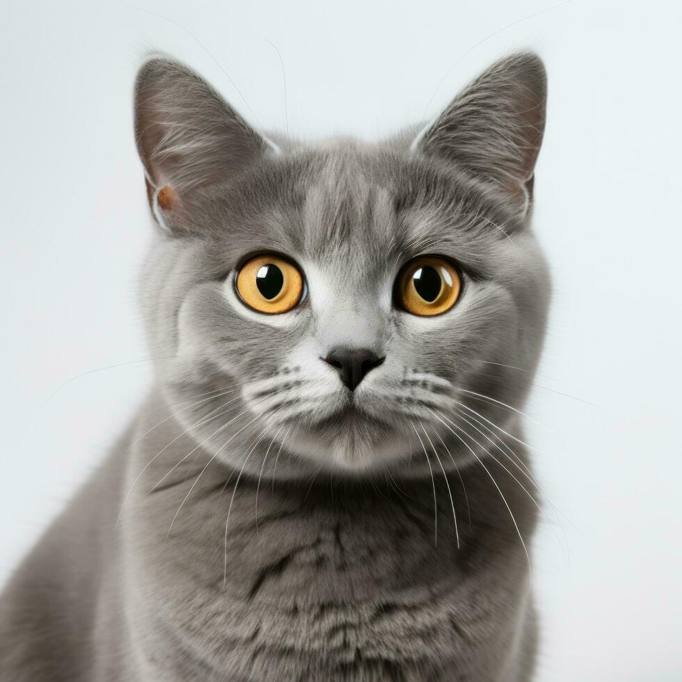 gray cat on a white background photo