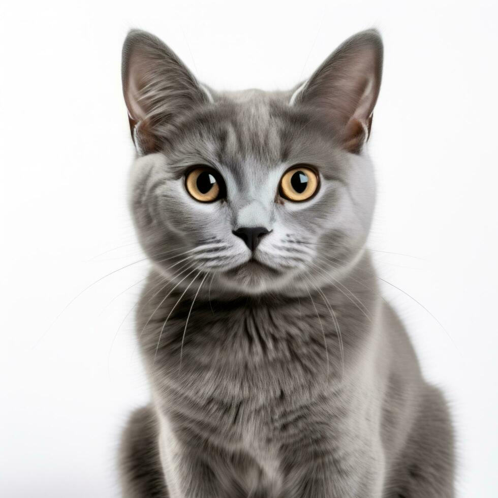 gris gato en un blanco antecedentes foto