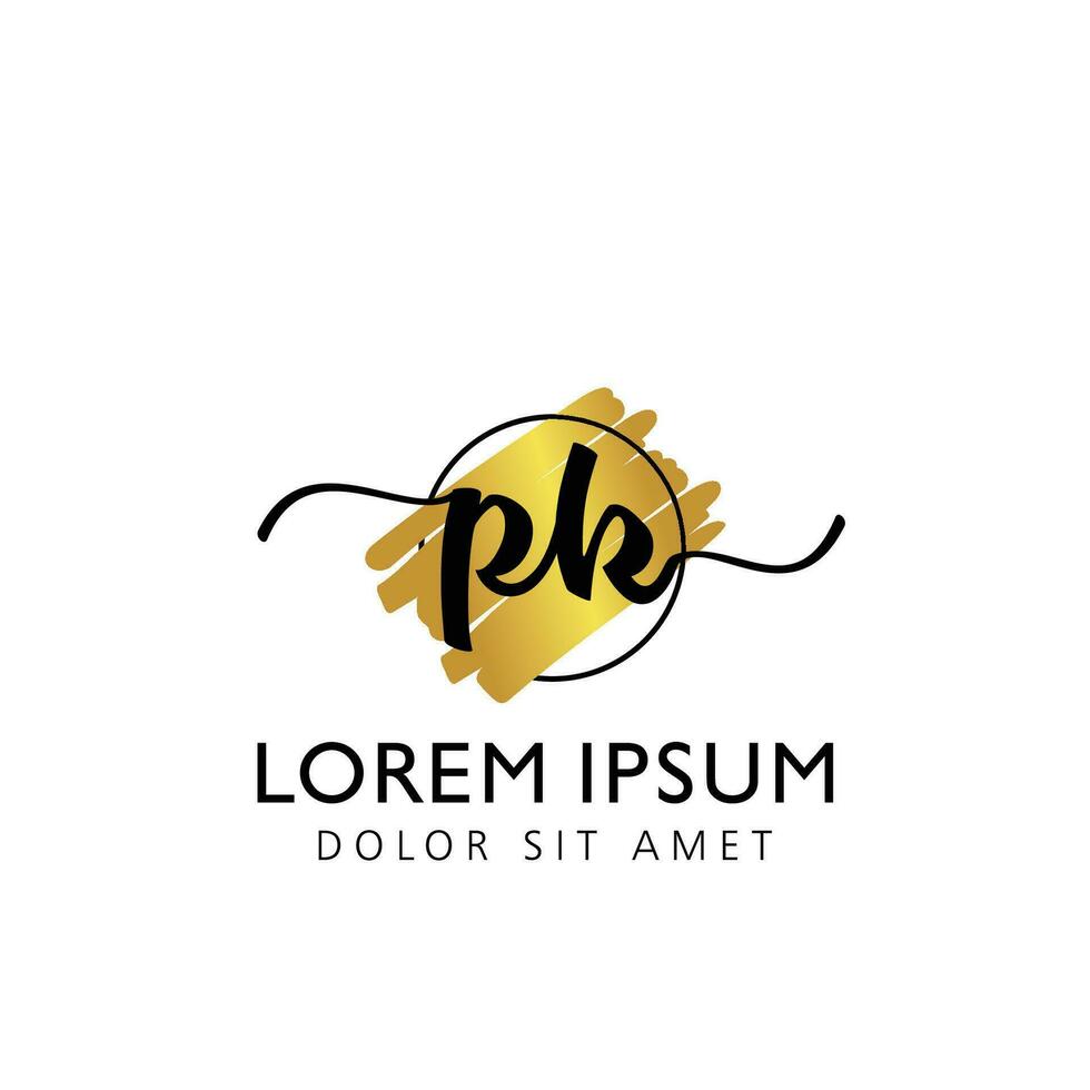 PK Initial Handwriting gold Brush Template Design vector