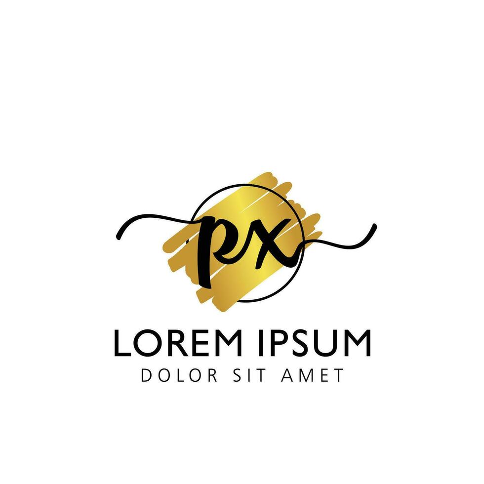 PX Initial Handwriting gold Brush Template Design vector