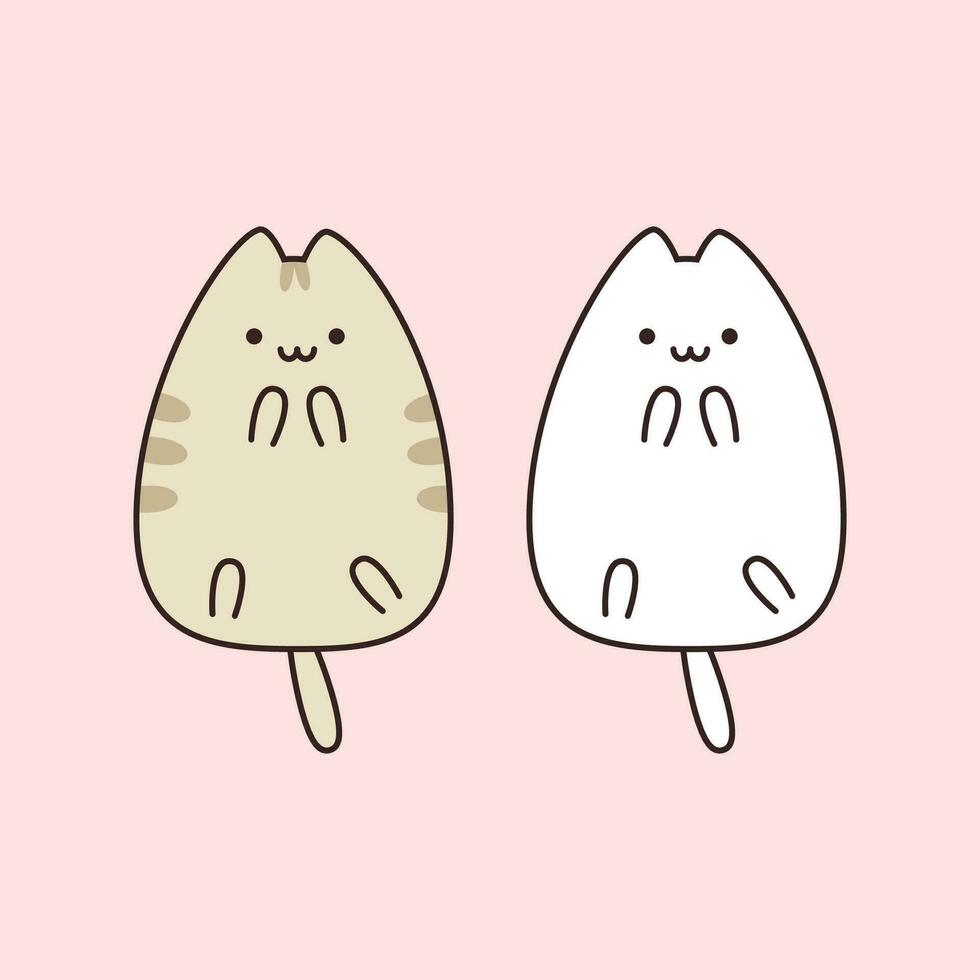 Cute kawaii cats lying on their backs vector