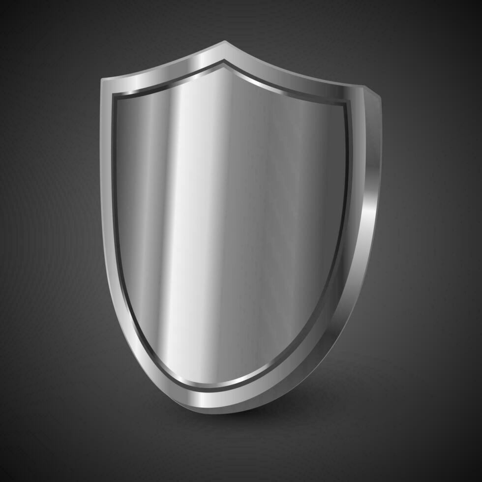 3d metal protective shield icon vector