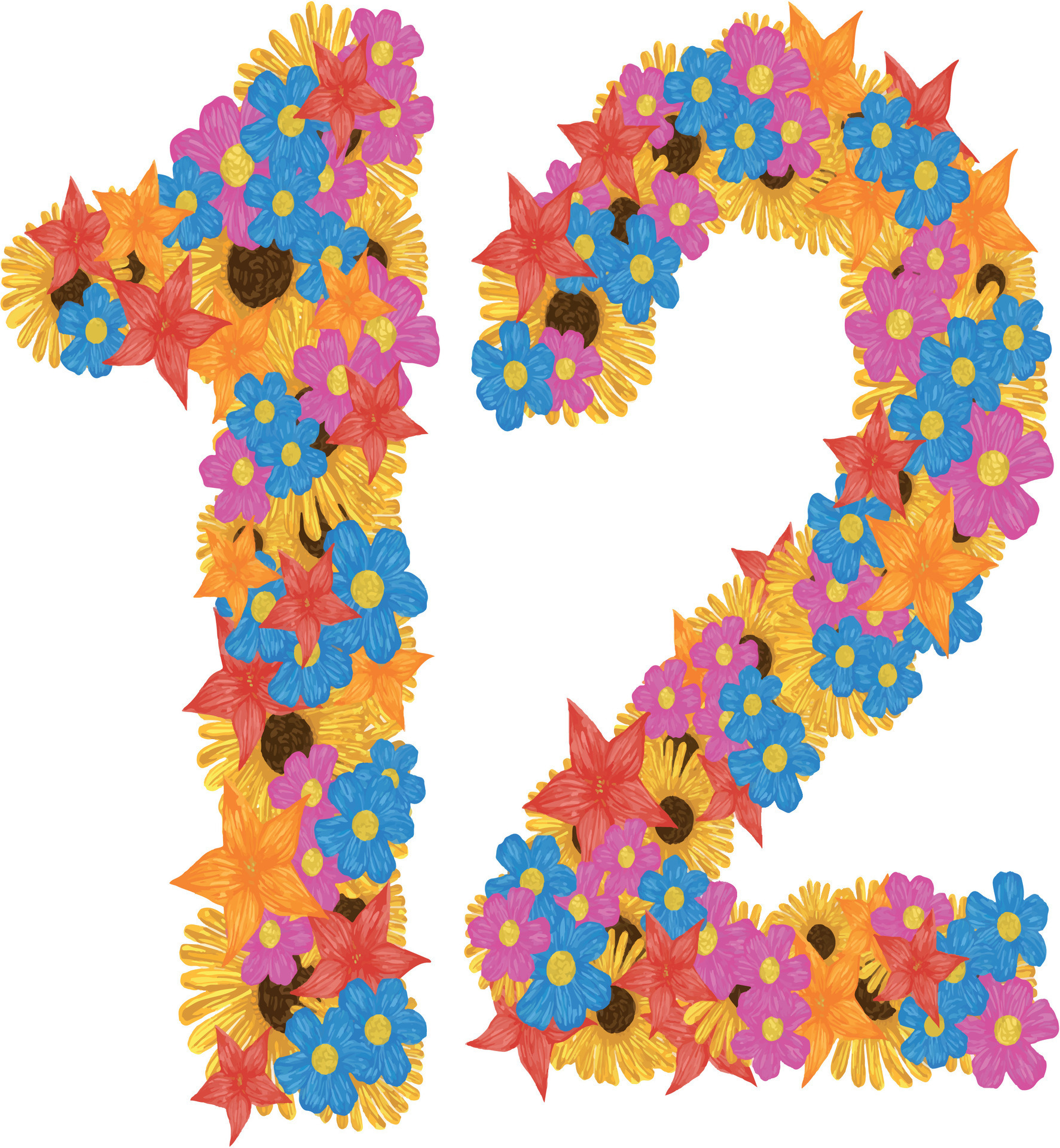 number 12 flower design 31213245 Vector Art at Vecteezy