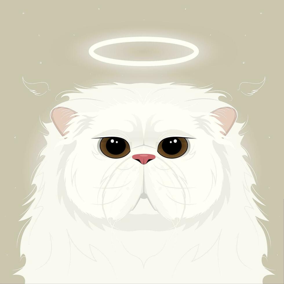 linda ángel persa gato con un aureola vector