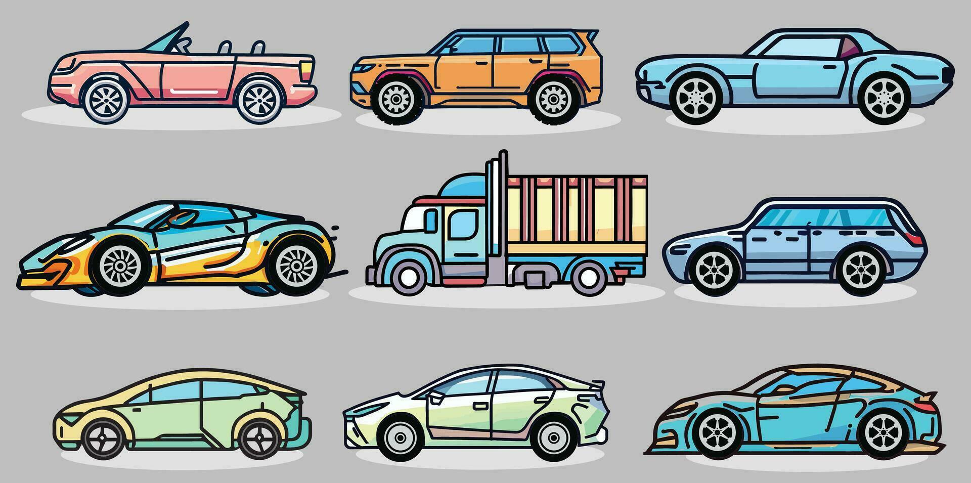 vector set cars collection