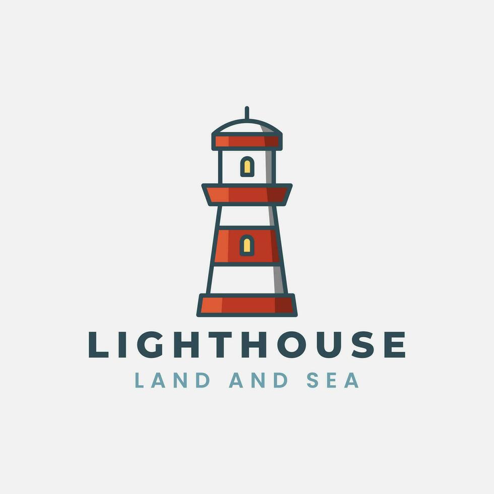 lighthouse logo flat color vector illustration template design,  beacon icon design