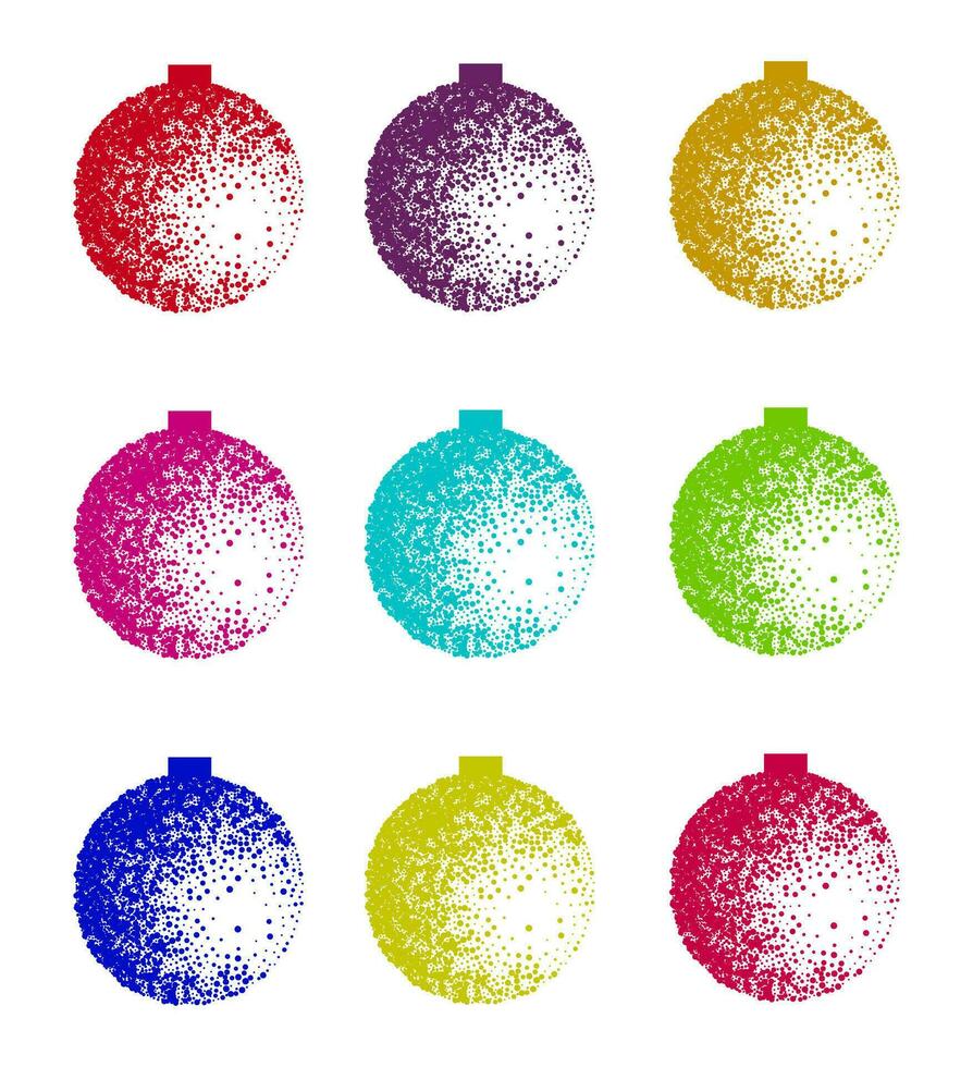 Dotted Grunge Textured Colorful Christmas Balls Ornaments vector