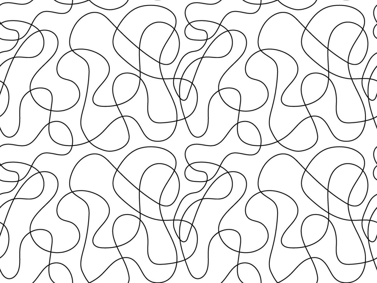 Seamless vector pattern of abstract continuous single line. One line art, geometry, wave
