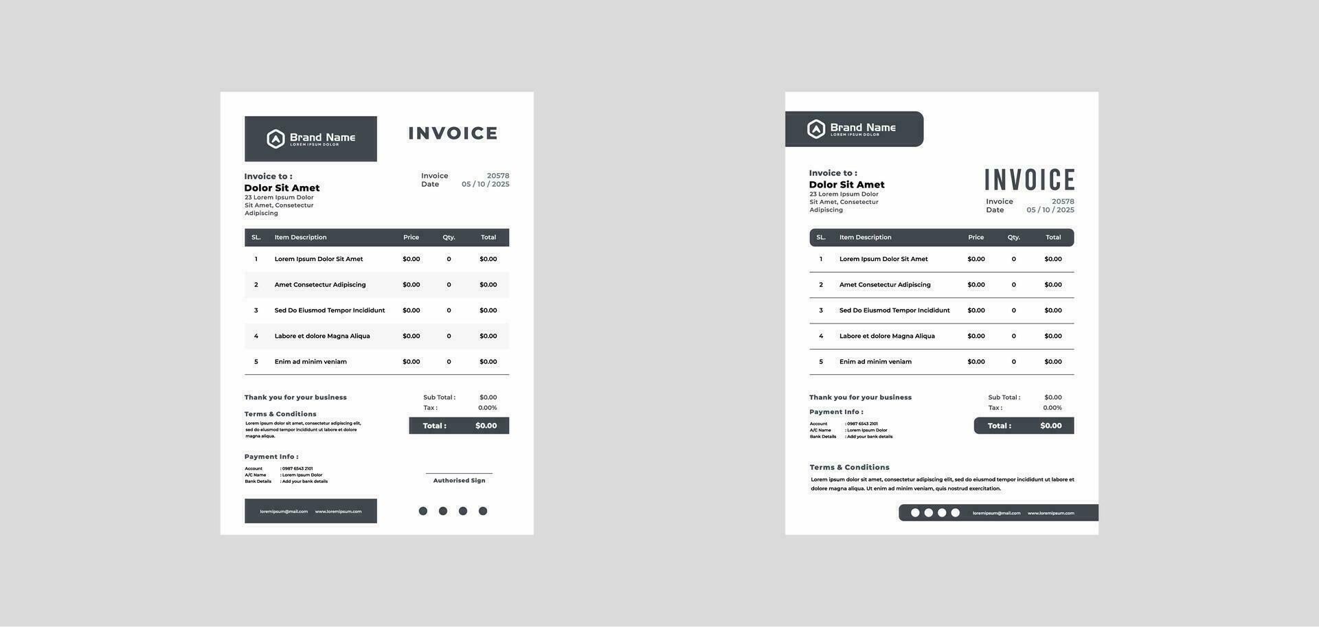 modern invoice template vector design