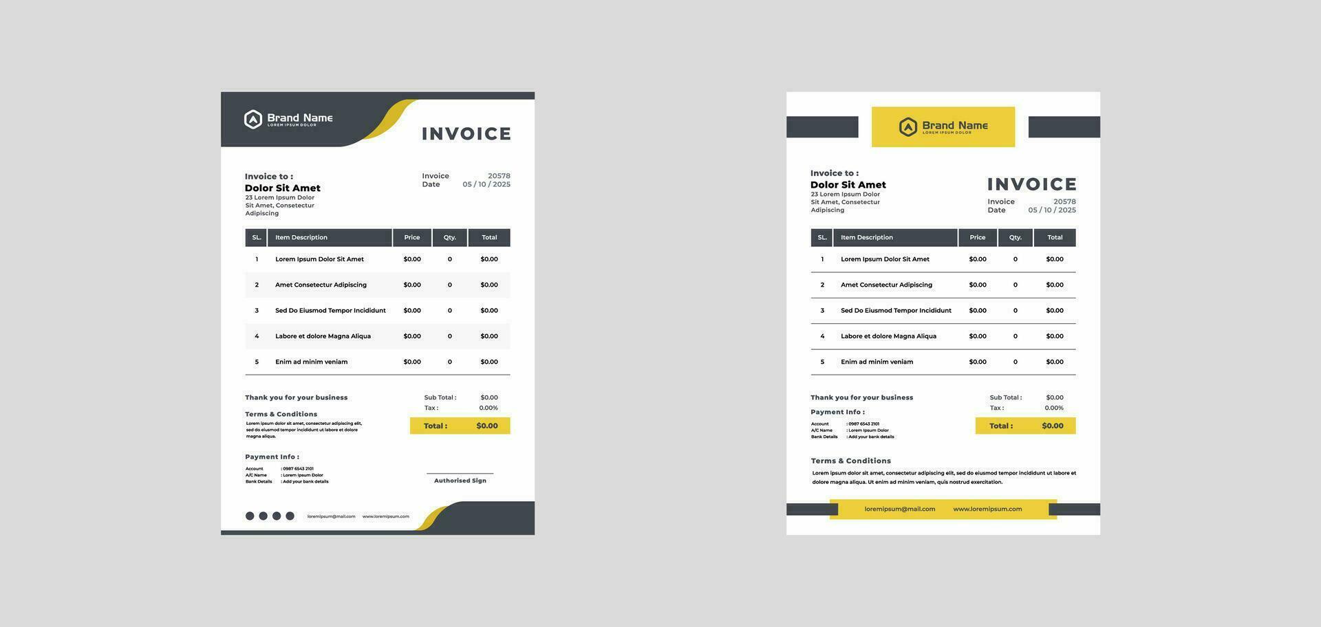 modern invoice template vector design