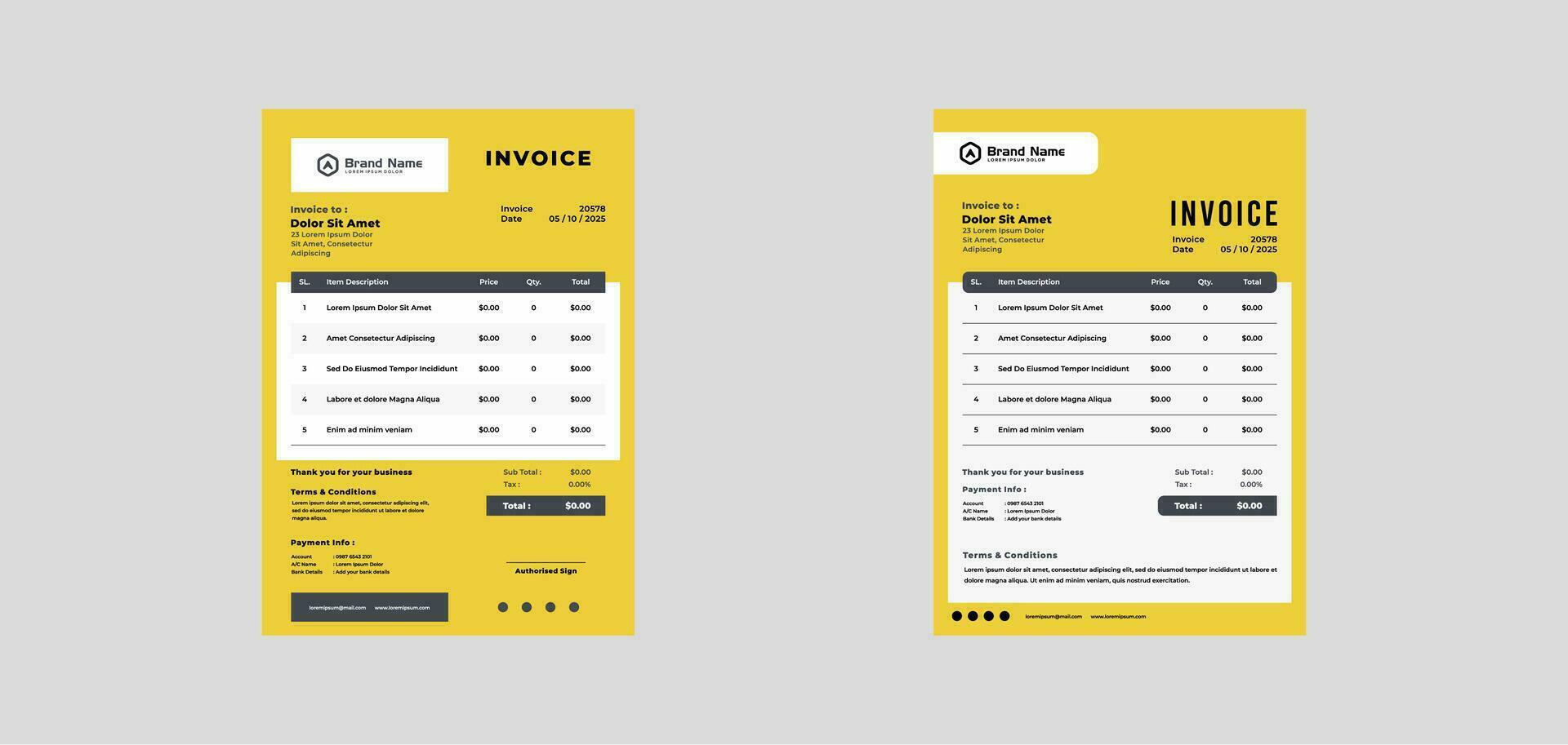 modern invoice template vector design